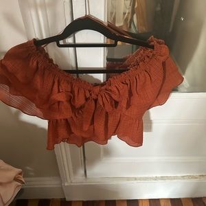 Off the Shoulder Ruffled Crop Top